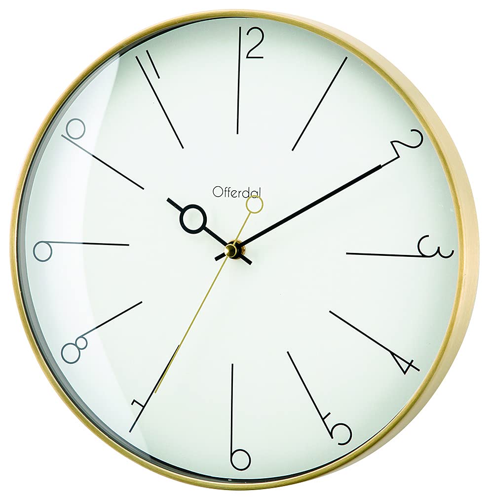 Interform Manon Wall Clock CL-3882, Gold and White, Modern, Elegant, Stylish, 29cm Diameter