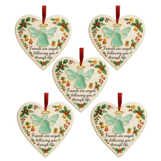 Sea Glass Angel Ornament Friends Are Angels Sea Glass Art Christmas Ornament Friendship Heart Keepsake for Best Friends