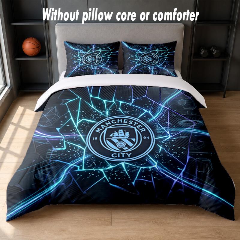 Manchester City Design Bed Bedding Set 1 Duvet Cover + 2 Pillowcases Soft Breathable Household Bed Linens