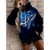 Womens Floral Print Hooded Sweatshirt Soft Comfortable Casual Pullover Daily Wear