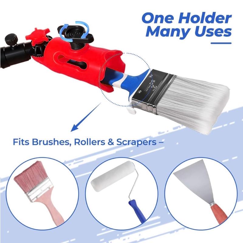 Rotating Head Plastic Paint Brush Holder Painting Tool Adapter Plastic Extension Poles Attachment Holder Enduring
