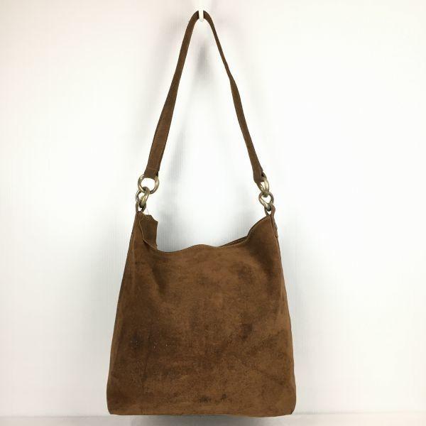 

URSULA CONZEN Made in Italy Nubuck Leather Shoulder Bag Brown(USED)