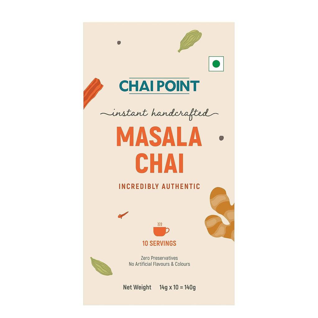 Chai Point Instant Masala Tea 10 Sachets | Authentic Masala Chai with Pure Indian Spices| Richly Flavored Instant Tea Premix