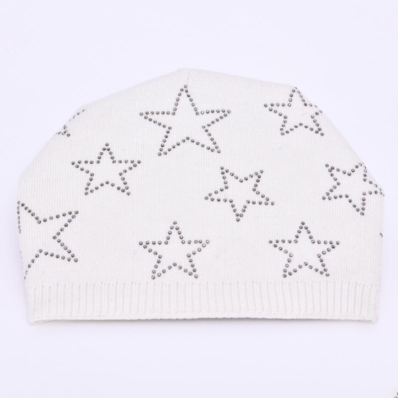 Big beetle, new with diamonds, small stars, soft, comfortable and warm wool hat, soft waxy knitted hat.