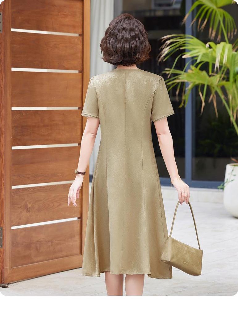 Mom's Elegant 2026 Summer Dress: Stylish, Dignified, and Trendy for Middle-Aged and Elderly Women - New Chinese Style Skirt.