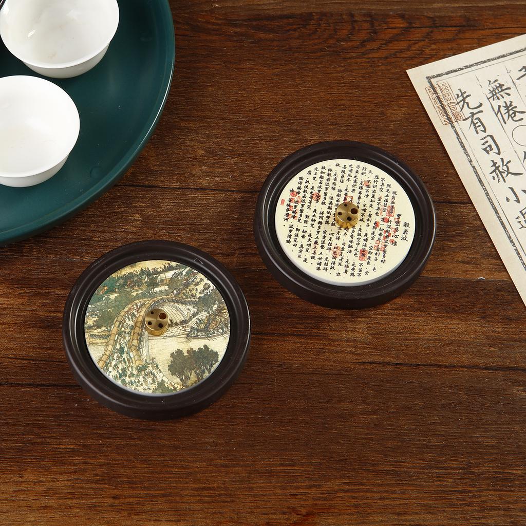 Brass 4-Holes Incense Holder for Incense Stick Chinese Style Incense Burner with Resin Incense Tray Ash Catcher Home Decor