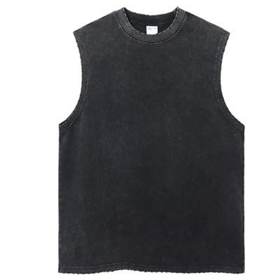 Custom Vest Washed T-Shirt Printed Tank Top Cotton Loose Retro Short Sleeve Tshirt Streetwear