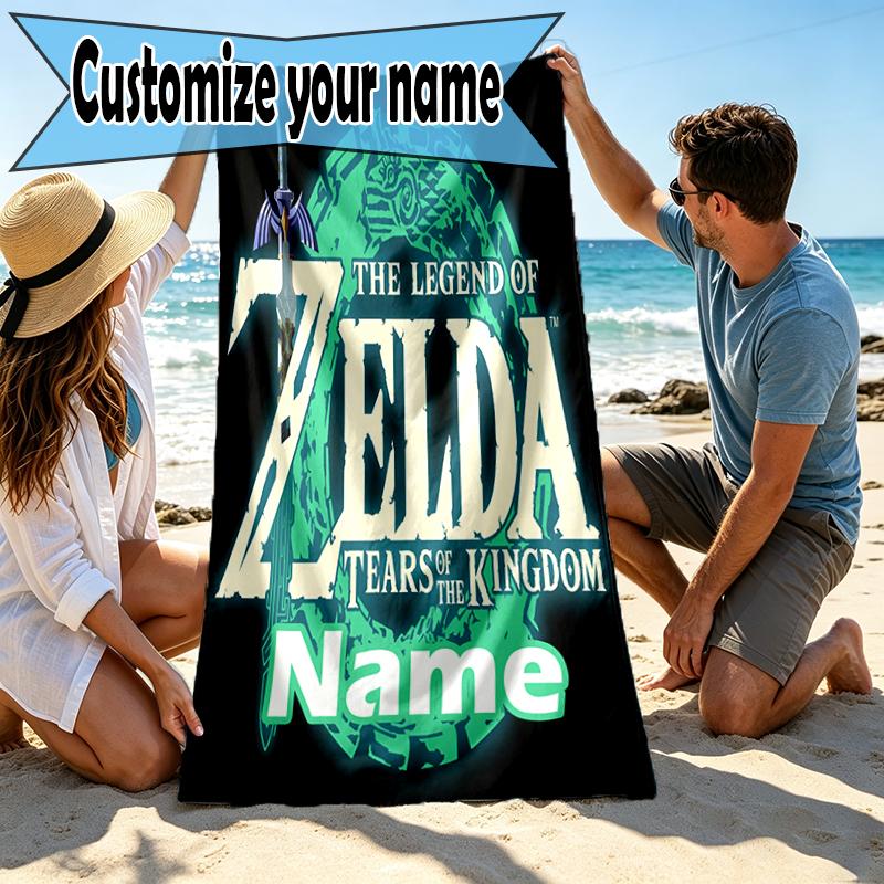 Custom Name Personalized Video games Print Beach Towel, for Trip Camping Beach Party Home Decor, Birthday Gift for Family & Friends