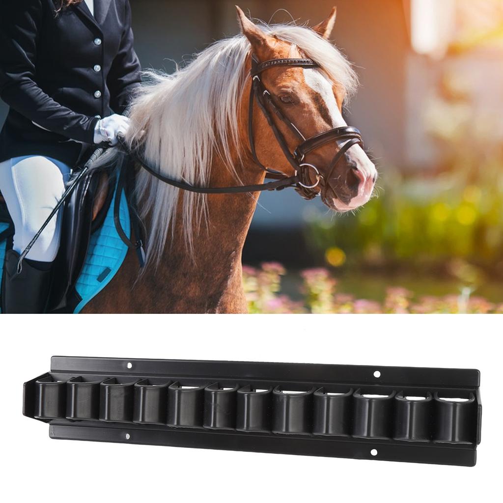 Držák na jezdecký bič, bičík, ABS, nástěnný, organizér na jezdecké biče, pojme až 12 bičů, pro uložení rybářských prutů, černý