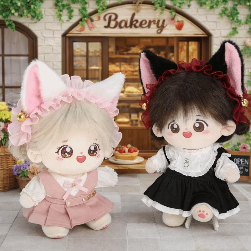 Cute Animal Ear Dress Up Doll Maid Style Cat Ears hairband Cotton doll headwear  20cm Doll