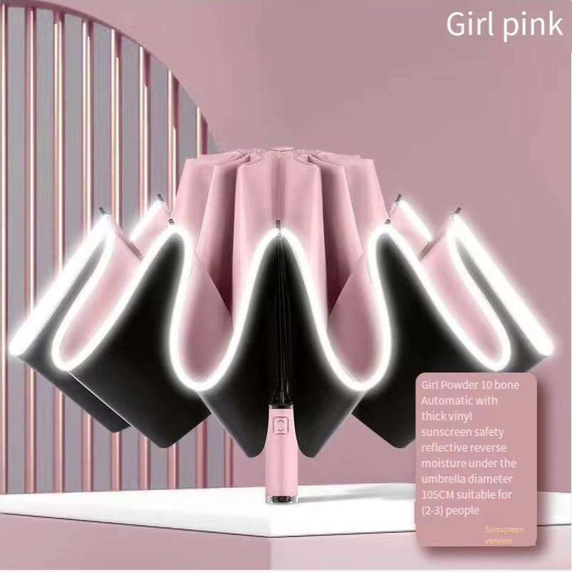 Big Umbrella Windproof Strong With Reflective Stripe Reverse Automatic Fold Umbrella UV Umbrella Insulation Portable Parasol