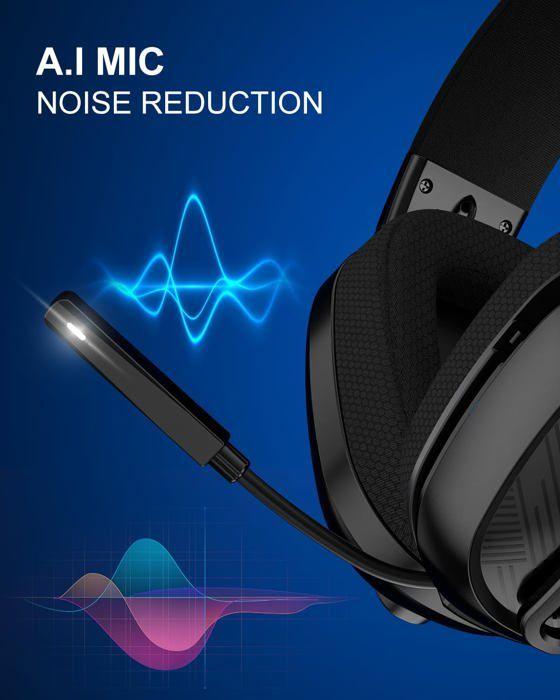 Gaming Headset - Wireless - 50h Battery Life - Noise-Canceling Microphone - Compatible PS5/PC/PS4/Mac