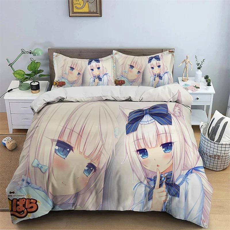 Anime Nekopara Sexy Girl Duvet Cover Bedding Comforter sets Soft Quilt Cover and Pillowcases Single Double Queen King