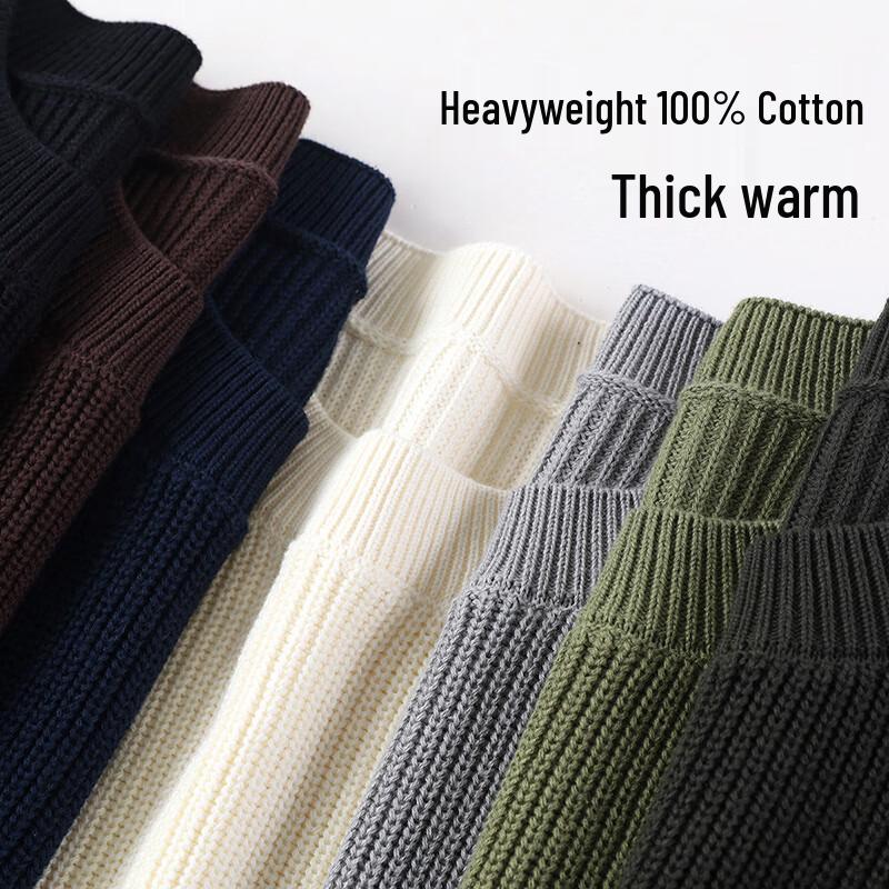 Men's 100% Cotton Heavy Knit Crew Neck Sweater