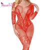 Krajkové spodní prádlo Sexy Žhavá erotická síťovina bez rozkroku Babydoll Noční prádlo Ženy Bodystocking Sexy průsvitné body