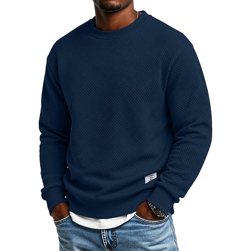 Men's Crew Neck Sweatshirt Long Sleeve Loose Fit Solid Color Autumn Winter Casual Thick Pullover Hoodie