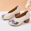 GKTINOO 2025 Spring Embroidery Genuine Cow Leather Shoes Women Shoes Mom Shoes Woman Ethnic Handmade Shoes High Heels