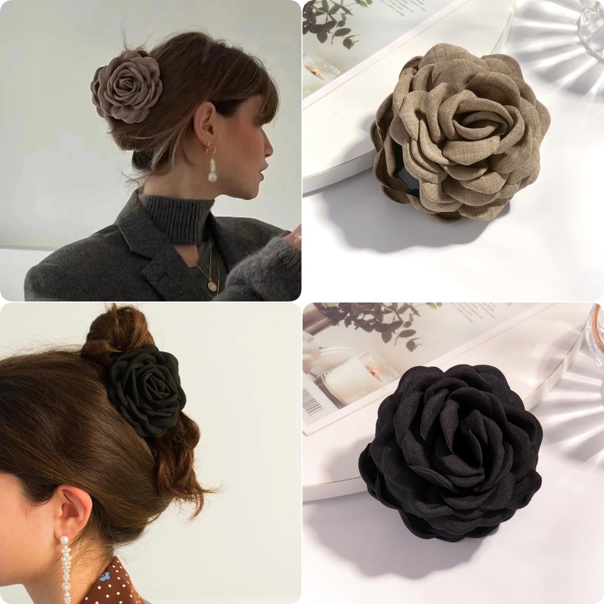 

2/3 шт. Новая однотонная тканевая заколка для волос в виде цветка розы для женщин, девочек, элегантный набор зажимов-акул, аксессуары для головы, подарки