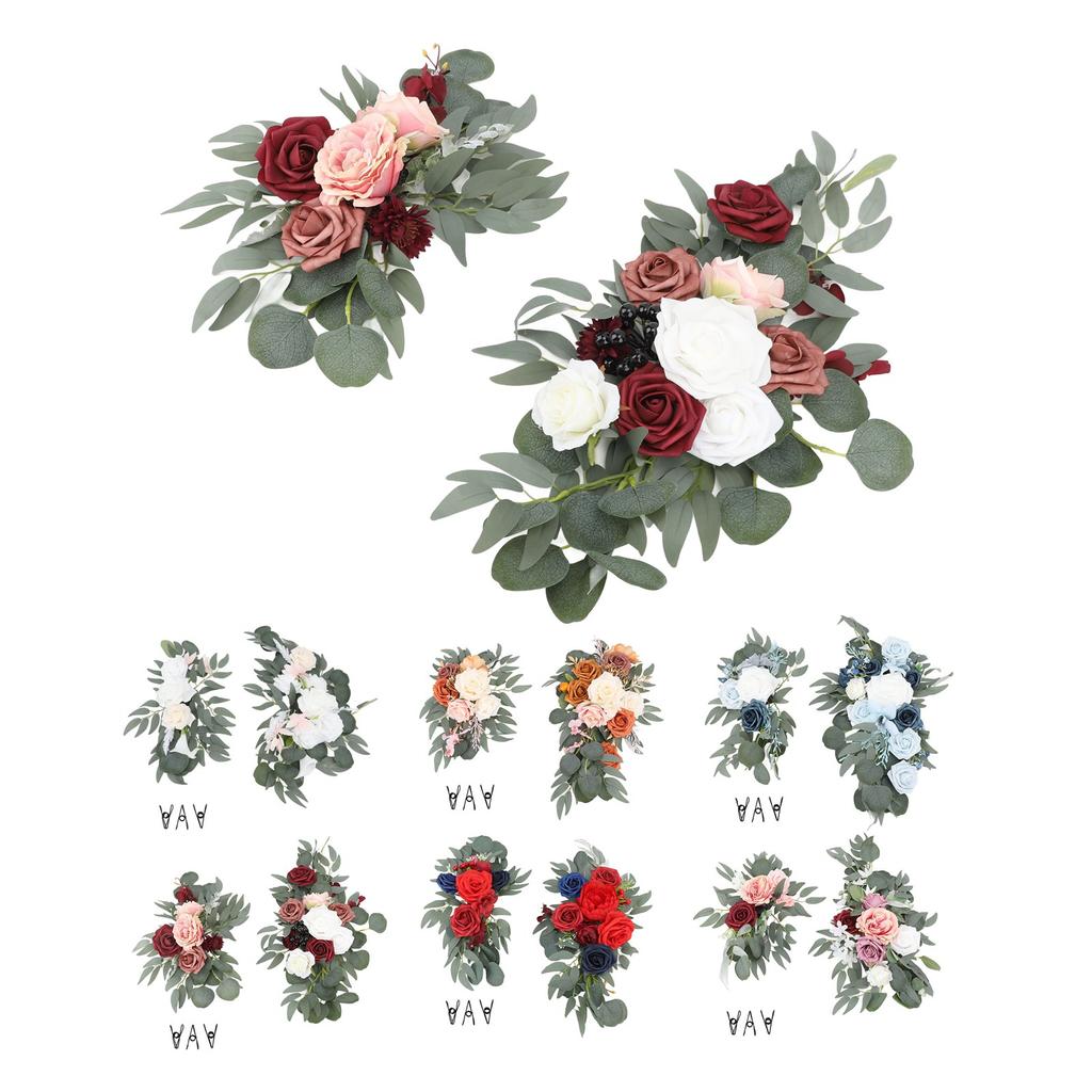 2pcs Artificial Wedding Arch Flowers Lifelike Wedding Welcome Signs Floral Decoration Fadeless Exqui