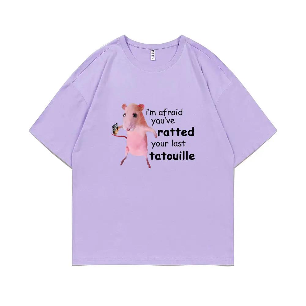 I'm Afraid You've Ratted Your Last Tatouille Graphic T-shirt Funny Pink Rat Print T Shirts Man Woman Fashion Oversized Tshirt