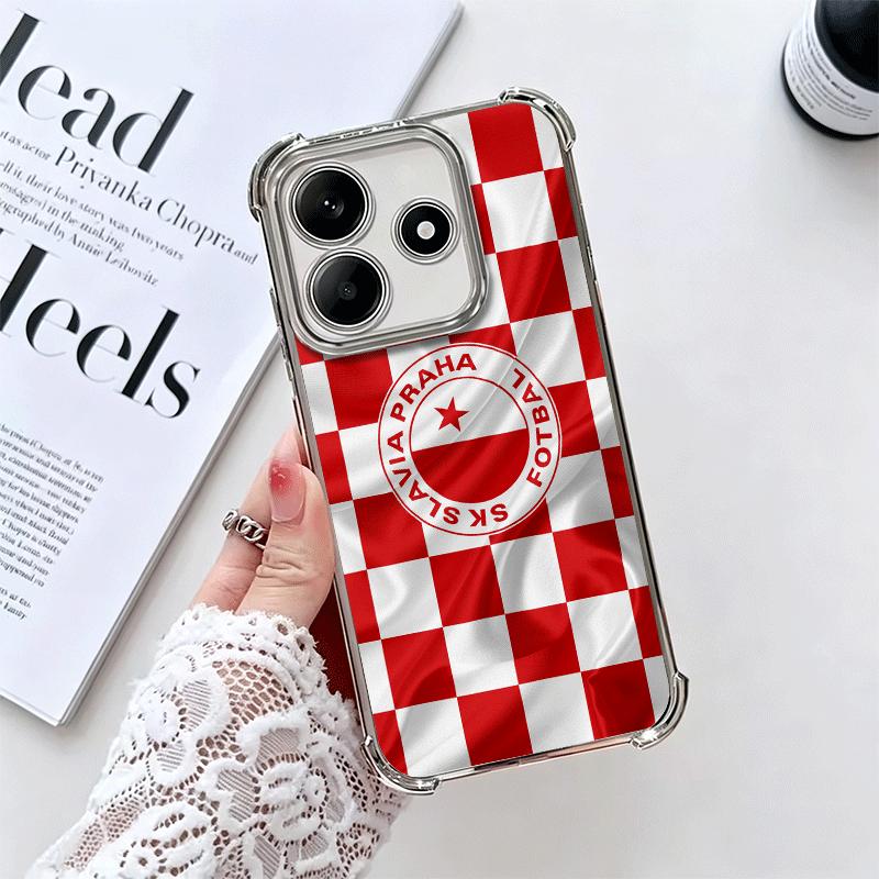 

Sk Slavia Praha Czech Republic Soft Phone Case For Xiaomi Redmi Note 14 15 Pro Plus 13 12 11S 11T 5G 10 9S 9 Plating Anti-Fall F Redmi Note 14 4G