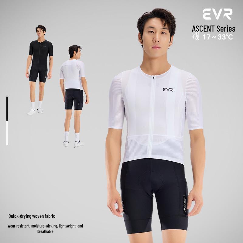 

EVR-2024 Men s Summer Cycling Jersey: Breathable, High-Elastic, Short-Sleeved Road Bike Top from the Ascent Series. M білий