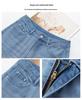 Women's High-Waisted Light Blue Denim Wide-Leg Pants with Rhinestone Embroidery - 2026 Spring/Autumn Chinese Style Slimming Casuals