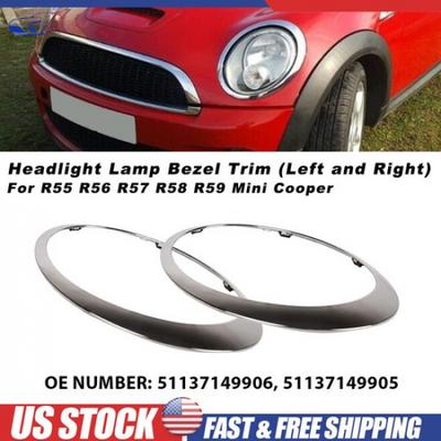 2PCS Garniture de Contour de Phare Avant Gauche Droite Pour MINI R55 Cooper Clubman 2008-2015