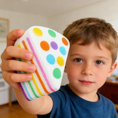 Colorful Dot Cake Squeeze Toy Stress Relief Simulated Cake Pinch Toy Focus Aid Anti-anxiety Fidget Cake Hand Relaxation Toy