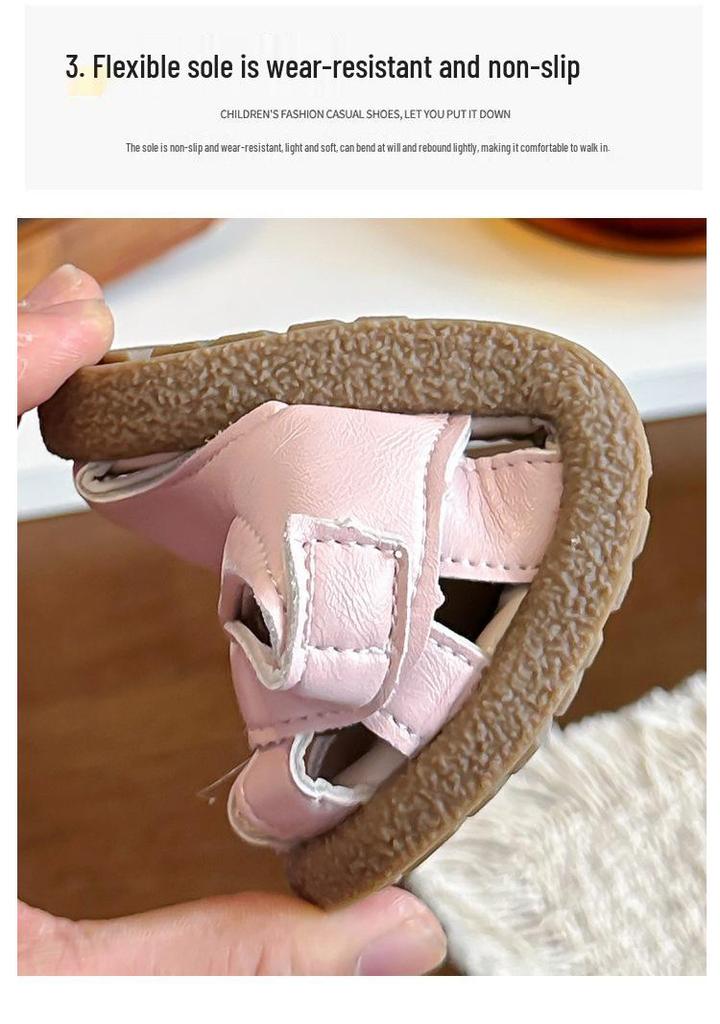 Girls' Non-slip Summer Shoes: 2026 Closed-Toe Sandals, Cartoon Princess Design, Breathable Soft-Soled for Stability