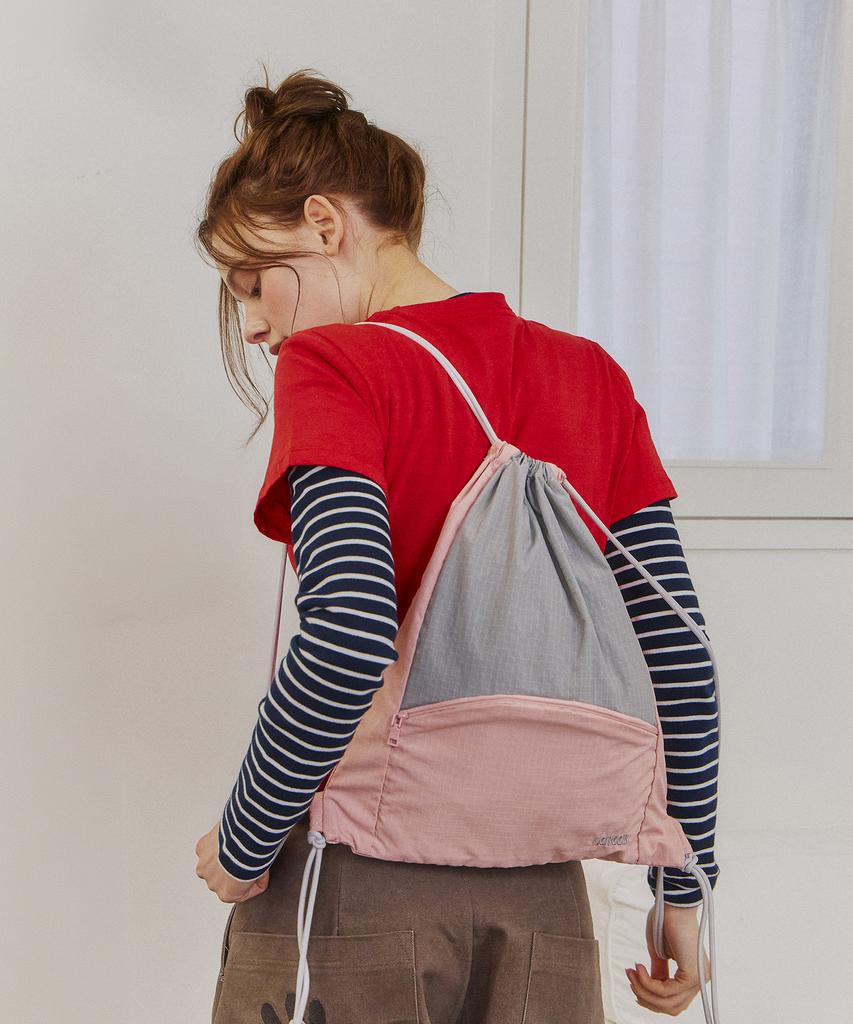Leneeb Pocket Gym Bag Pink Gray