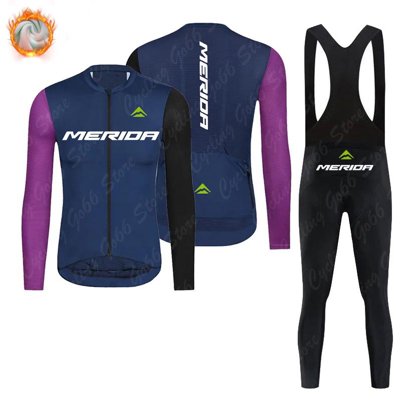 

2026 Winter Fleece Warm Cycling Suit Set Thermal Fleece Bicycle Clothing Long Sleeve Jersey Road Bike Clothes Ropa Ciclismo MTB Uniform S
