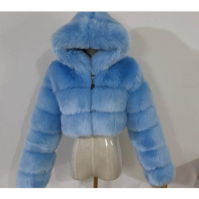 Pelz Herbst und Winter Kunstpelz Thermische Kapuzen-Pelzjacke Damen