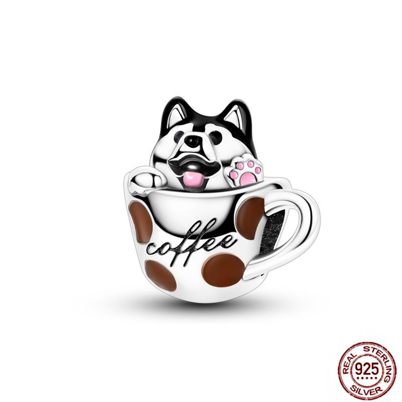 Fit Original Pendant Animal Charmscopper Pink Heart Pet Cat Dog Blue Owl Squirrel Beads Bracelet Women Diy Birthday Jewelry