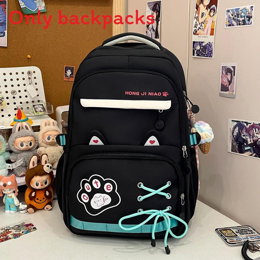 

Simple Capacity Large Backpack With Letter Printing And Cat Ear Design Daily For чорний