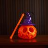 Felinar Portabil din Plastic în Formă de Dovleac Lumină de Halloween Dovleac Luminos cu Baterii Dovleac Luminat cu Pălărie de Vrăjitoare pentru Exterior Interior Casă Bântuită
