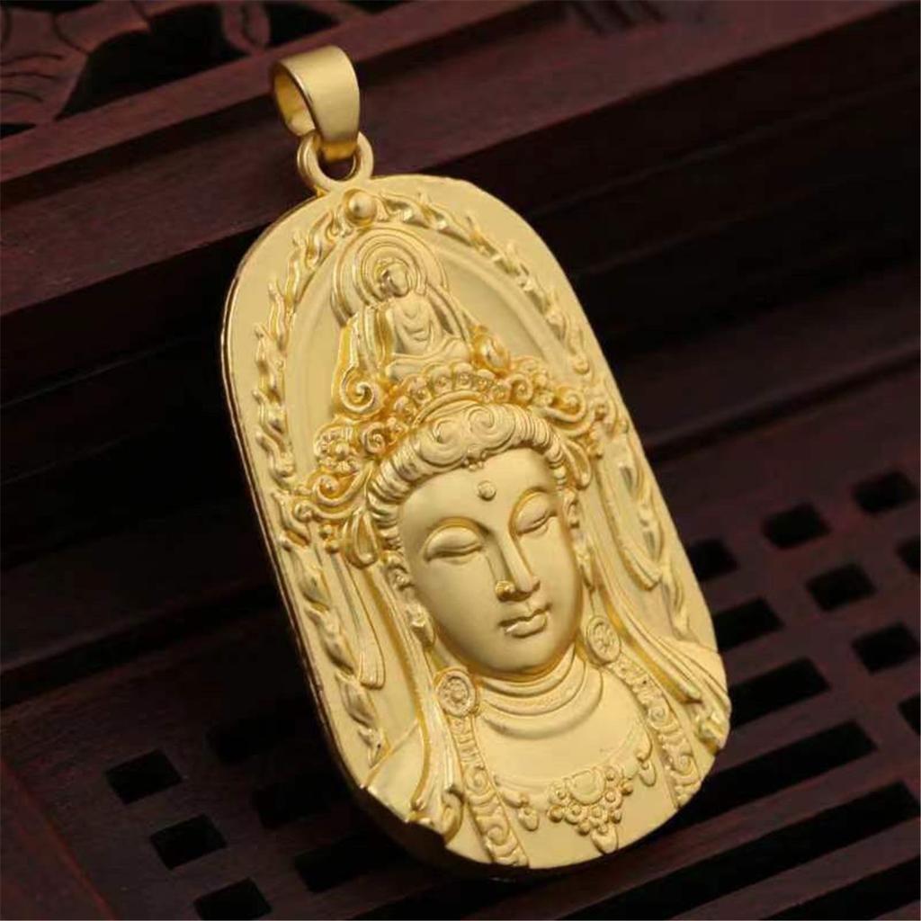 Big Leak Genuine Pure Gold Plated Guanyin Pendant for Men and Women's To Attract Wealth This Rich Forever Safe Pendant for Gifts