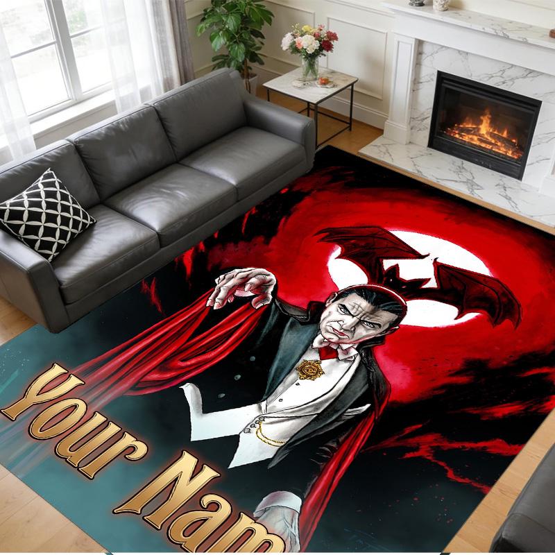 Crystal Velvet Rug Custom Name Text, Soft Non Slip Floor Mat Home DecorDracula