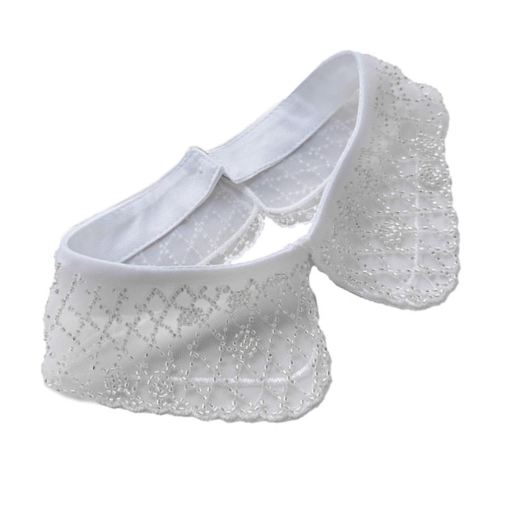 Elegant Organza Beaded Embroidered Faux Collar Necklace Half Shirt Blouse Choker Fashion Clothing Accessory for Women