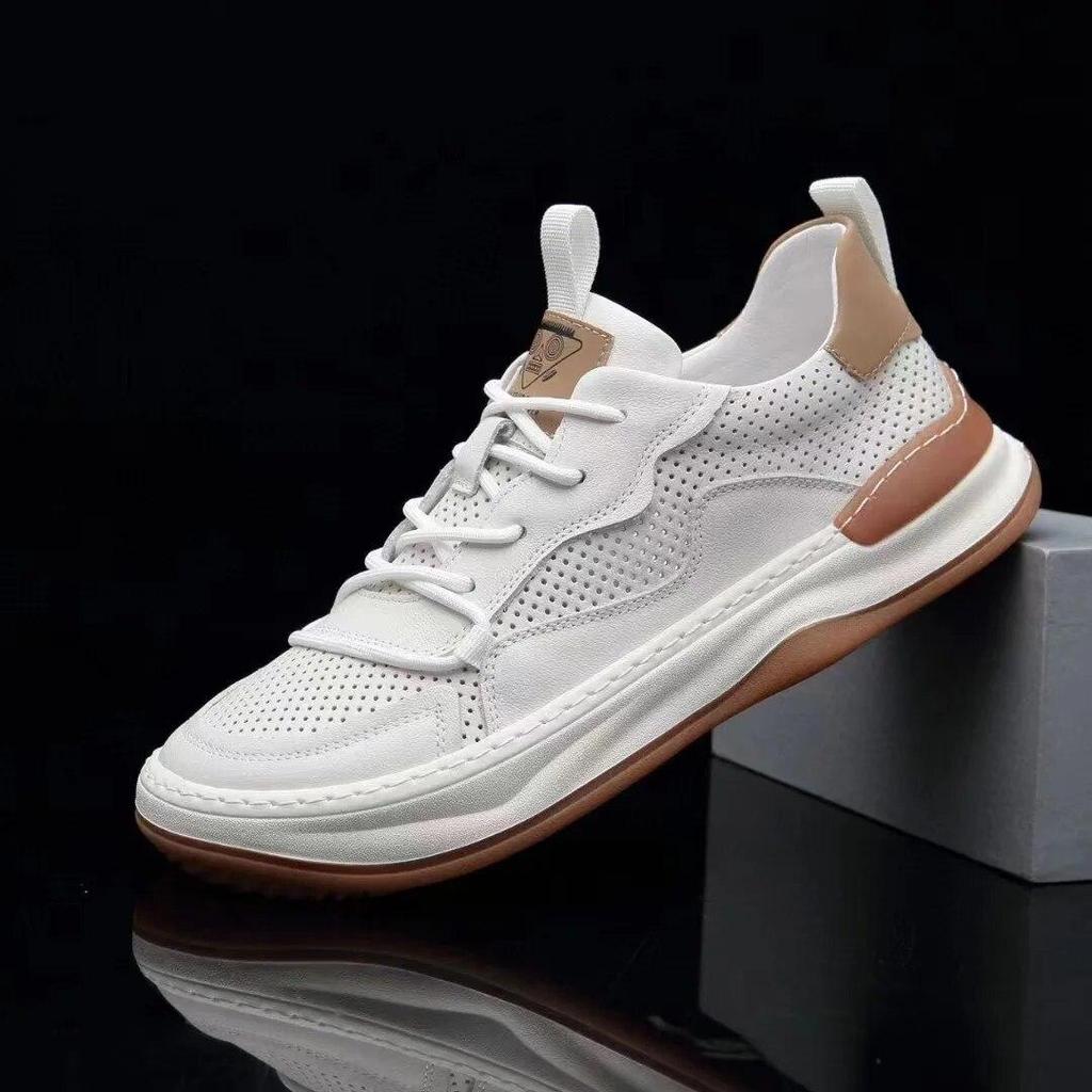 Scarpe Primavera Estate Sneakers Moda Uomo Vera Pelle Scarpe Nere Bianche Pelle Bovina Morbida Piatte Marca Maschile Calzature