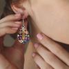 2 Pairs/Set Colorful Lily Flower Cross Pattern PU Leather Earrings Easter Earrings Women's Elegant Fashion Tears Earrings Holiday Party Gift