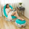 Inflatable Foldable Outdoor Sofa Bed & Footrest Flocking Lounger Chair