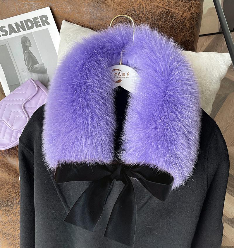 Fox Fur Collar Ladies Winter Furry Fur Collar Women Real Fox Fur Scarf Women Fox Fur Square Collar Short Scarf Shawl Winter