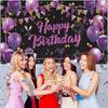 2D Plane, One 1-foot Long Shiny Purple "Happy Birthday" Banner, Suitable for Ladies and Girls, Photo Booth.