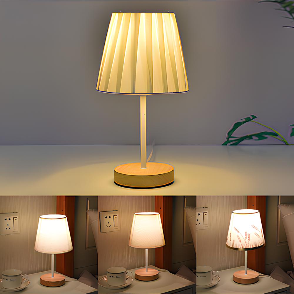 Lampada da comodino decorativa da tavolo in legno massello nordico, semplice e creativa, con telecomando, piccola luce notturna a risparmio energetico a LED