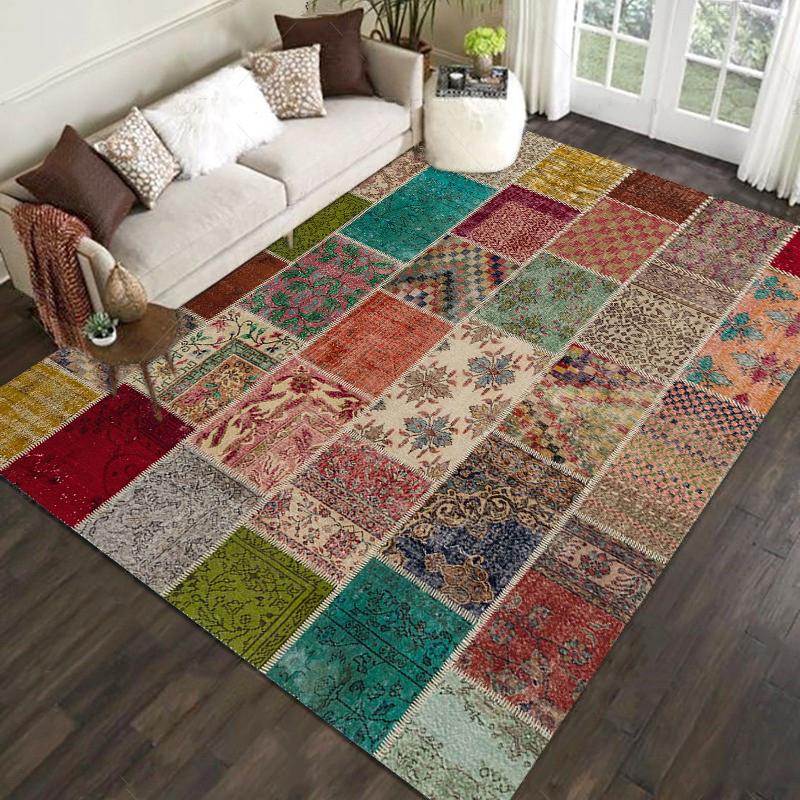 Green Retro American Living Room Floor Mat High Touch Flowers Balcony Dining Room Bedroom Bed Full Of Carpeted Home Decor