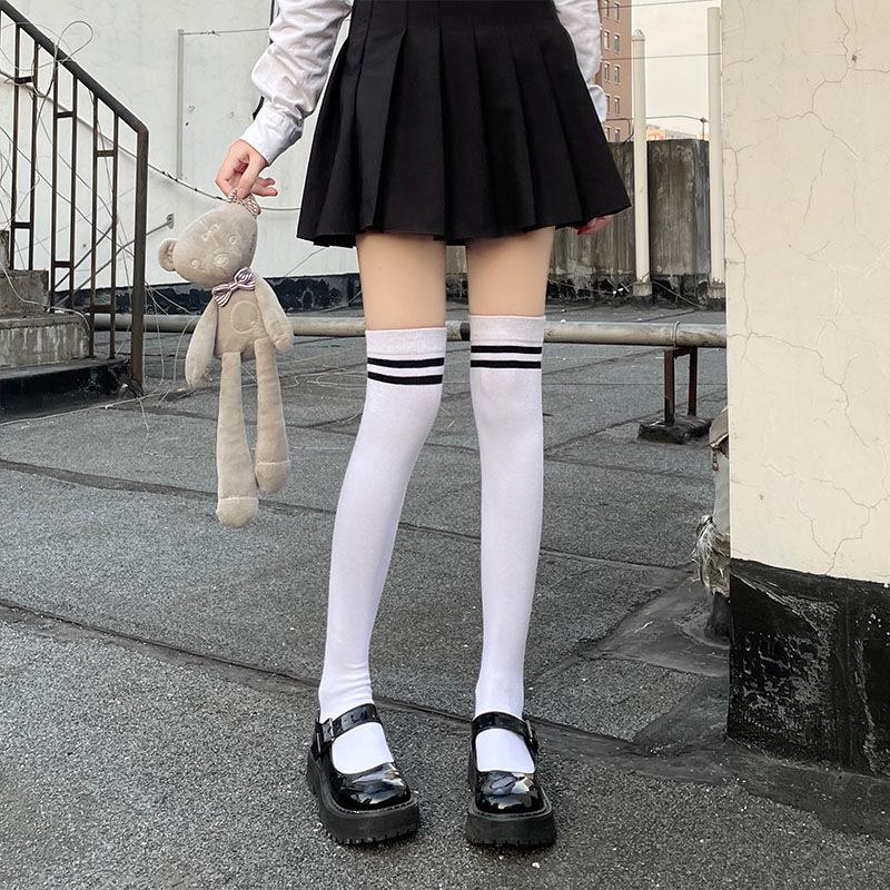Women's Japanese Style White Over-the-Knee Slouch Socks