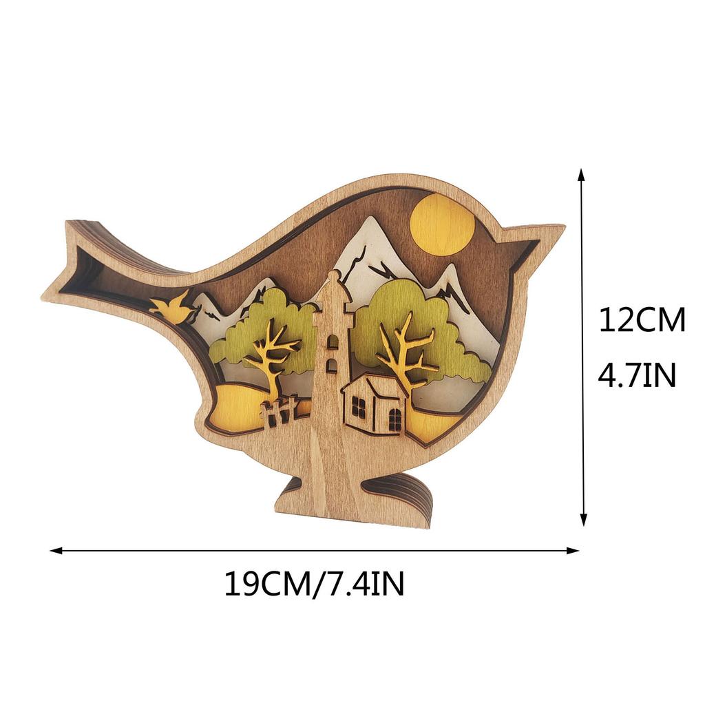 Easter 3D Animals Crafts Statue Wooden Creative Forest Animals Decor Hand Carved Creative Silhouette Home Decor Sculptures