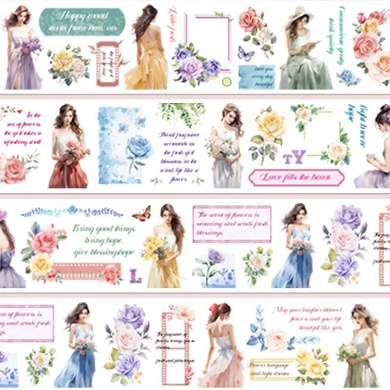 1 rotolo di nastro adesivo con tema ragazza in stile Hong Kong, manuale, scrapbooking, fai da te, decorativo, journaling, forniture