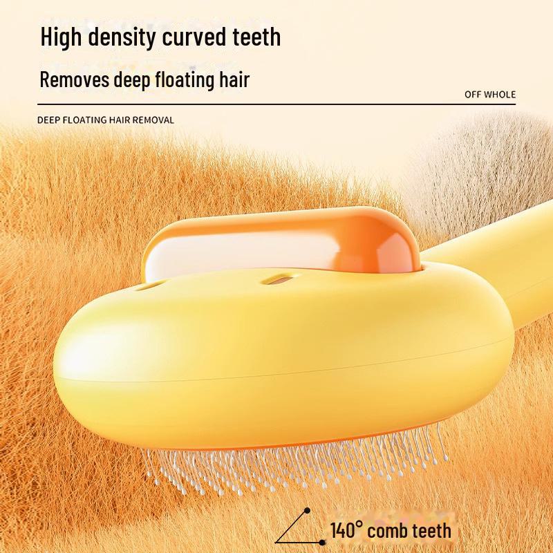 Pet Hair Removal Brush: Yellow Duck Design Cat & Dog Comb